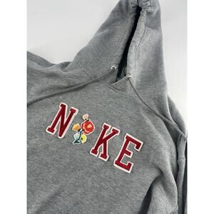 Fruit of the Loom "NIKE" Sweatshirt Womens Medium Gray Patches Y2k Sports Active